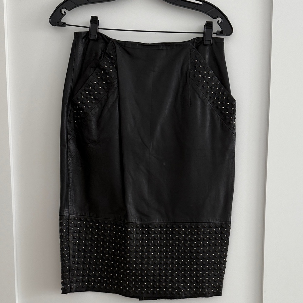 Black Studded Pencil Skirt size 10 very fitted (really size 6 French connection)